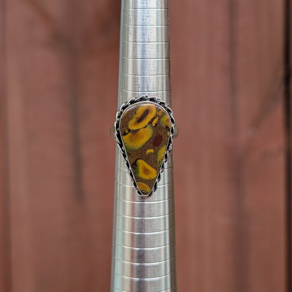 Brown Swirl Boho Statement Ring Trippy Sterling Silver Vintage Southwest Size 8 - Picture 7 of 10